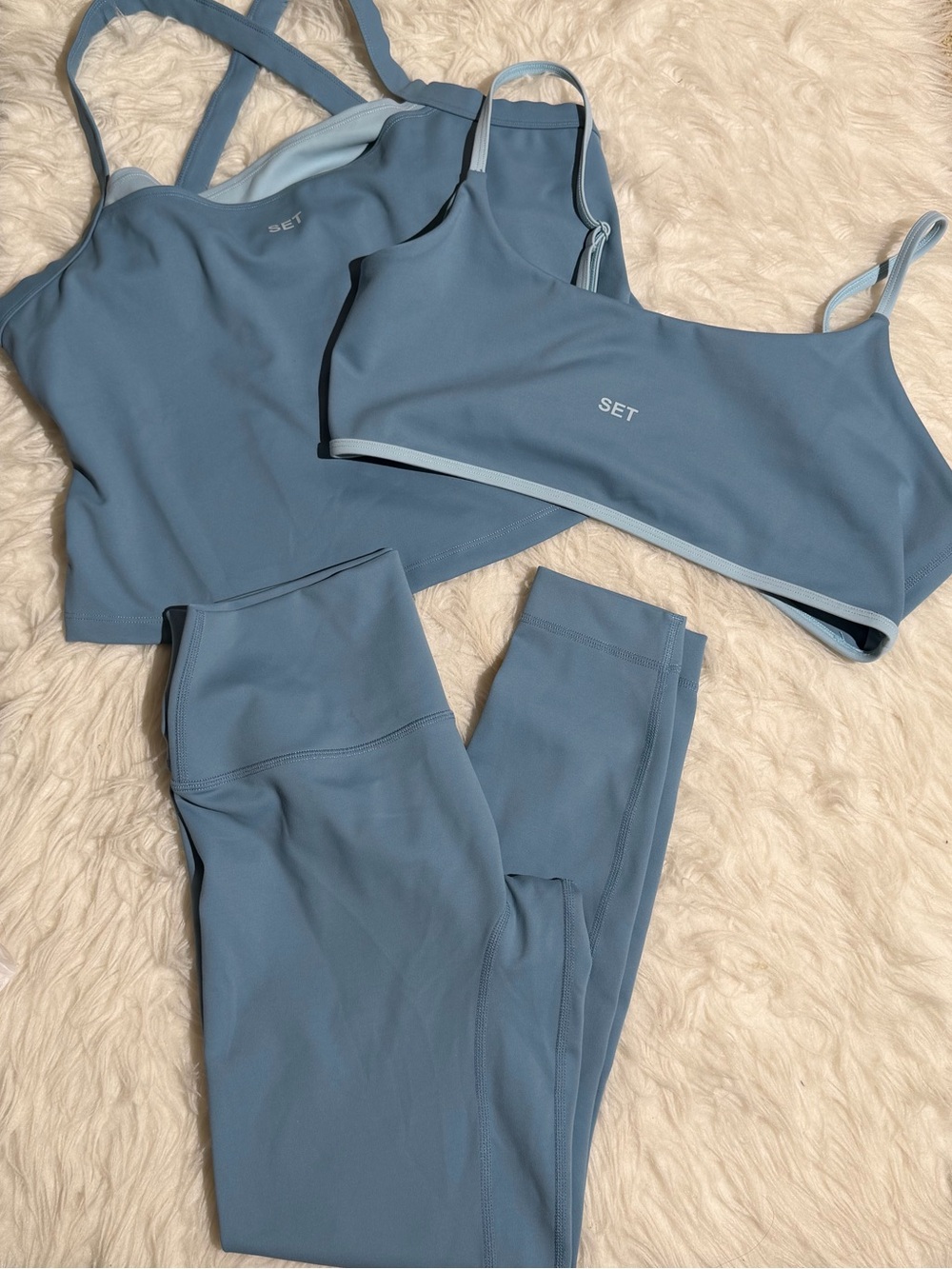 NEW Set Active L / XL Matching Set Tank Top Sports Bra Leggings Workout Pilates